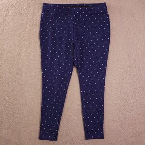 Chicos Pants Women 2 US 12 Blue Silver Polka Dot Ponte Knit Pull On Skinny Ankle